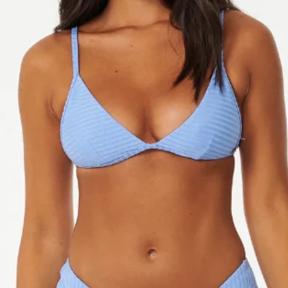 Rip Curl Other - Rip Curl Premium Surf Banded Fixed Tri Bikini Light Blue Bikini Top XL